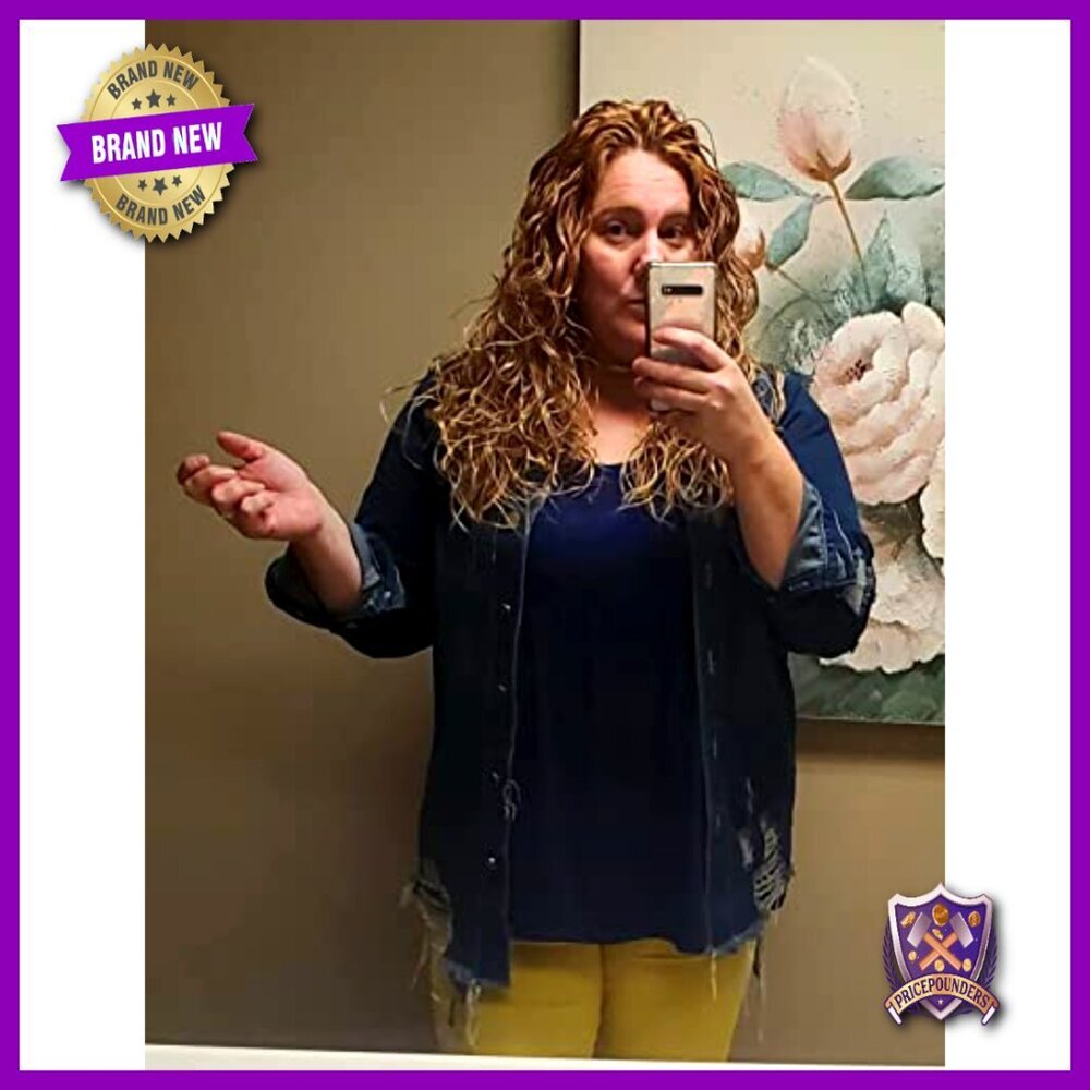 Distressed Denim Jacket Oversized Ripped Y2K Chic Button Down Long Sleeve - Picture 3 of 6